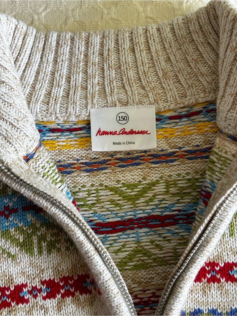 Multi-Color Fair Isle Half-Zip Kids Sweater - Cream Base 10/12